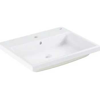 Umyvadlo Grohe CUBE CERAMIC umyvadlo 60 cm, s otvorem pro baterii a přepadem, broušené, PureGuard, alpská bílá
