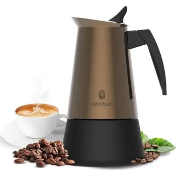 Kávovar Italský kávovar Cecotec Piccolina 600 Gold, objem 300 ml pro 6 šálků, elegantní ocelový design,