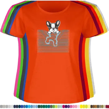 Dámské tričko damske-levne-bavlnene-tricko-digitalni-potisk-pejsek-vlnky-roleta Barva: Orange - pomerančová, velikost: XL