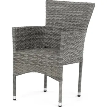Autronic Zahradní židle, kov, polyratan, šedá, AZC-S2118 GREY