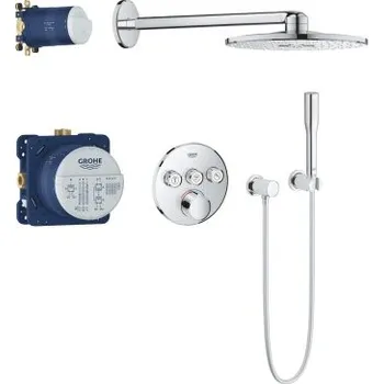 Grohe GROHTHERM sprchový set s podomítkovou termostatickou baterií, horní sprcha, ruční sprcha, hadice, kolínko, držák, chrom