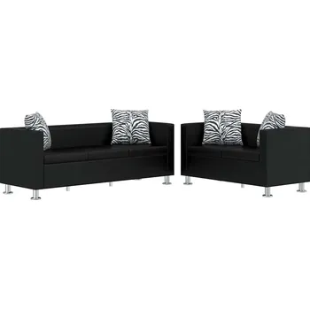 Sedací souprava vidaXL 3místná a 2místná pohovka sedací souprava umělá kůže [272178] Barva: Černá