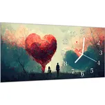 Glasdekor Nástěnné hodiny 30x60cm malba balónek srdce Materiál: kalené sklo