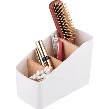 Úložný box ALTOM Organizér s bambusovými přepážkami, bílý OWELEK, S - 10x17x13