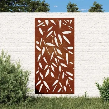 Zahradní dekorace vidaXL Zahradní nástěnná dekorace 105 x 55 cm corten Bambusový list [824483]