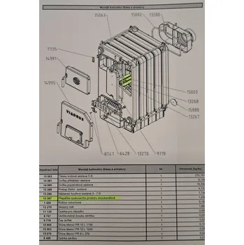 Příslušenství ke kotli Vetim U24 přepážka spalovacího prostoru dvoukanálová pro kotel VIADRUS HERCULES U24