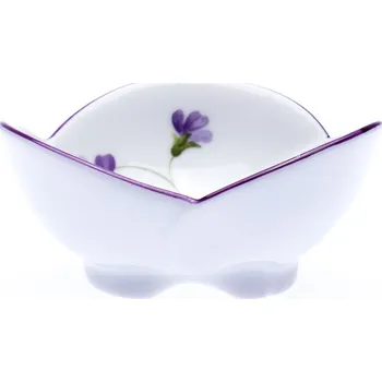 Český porcelán, a.s., Dubí Miska trojlístek, 8 cm, fialky, Český porcelán