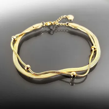 Náramek Pozlacený ocelový dvojitý náramek č. 1384