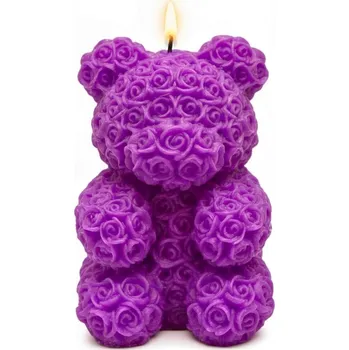 Svíčka Vonná svíčka Medvídek z růží | 105 g | Svíčkománie3D | Barva: Fialová