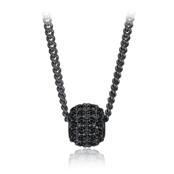 Náhrdelník Moonlit Stříbrný náhrdelník s kruhovým přívěskem ze zirkonů černý