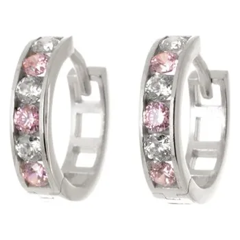 Náušnice Náušnice z bílého zlata kroužky se zirkony 12 mm NA1687F + DÁREK ZDARMA