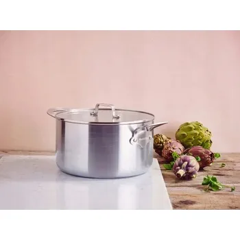 Hrnec Mauviel 1830 Hrnec z nerezové oceli se skleněnou poklicí 24 cm / 5,7 l