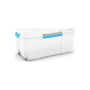 Úložný box Kis Scuba box L bílý, 74 l, modré zavírání