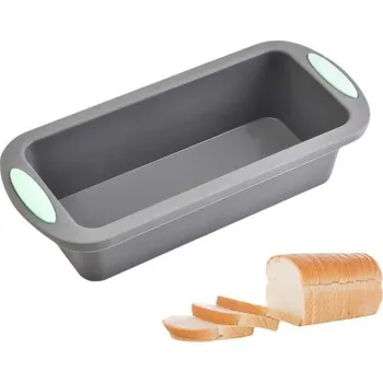Betonová forma Silikonová forma na pečení chleba, forma na chleba 28 cm, šedá s mátově zelenými rukojeťmi, vhodná