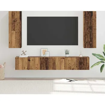 Obývací stěna vidaXL Sestava TV skříněk Nástěnný 5 pcs Staré dřevo kompozitní dřevo [3393450]