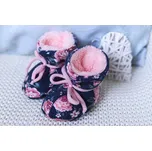 Amálka Zateplené bačkůrky - tmavé květy - pro miminka Velikost: 56-68