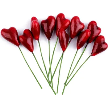 Srdce na drátku - červená (10 ks)