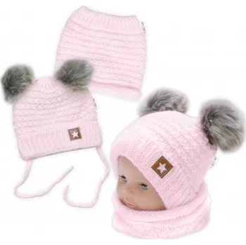 Čepice Baby Nellys Zimní čepice star růžová Velikost: 98-104