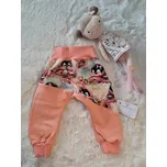 Ig Dětské tepláčky s kulatým sedem - Tučňáčci lososové Barva: lososová, Velikost: 92, Vzor: Nahoře