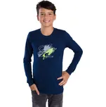 Betty mode Chlapecké tričko s dlouhým rukávem kola - Modré Barva: tmavě modrá, Velikost: 146