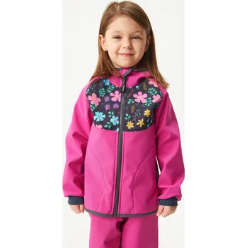 Unuo Dětská zateplená softshell bunda - Kytičky fuchsie Velikost: 80-86