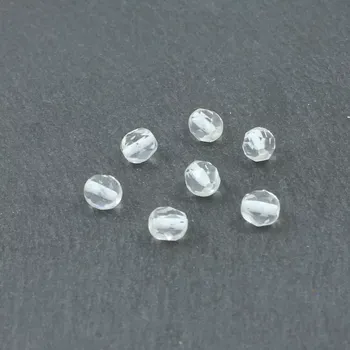 Korálek Broušené korálky 6mm čiré s bílým průvlekem – 30 ks