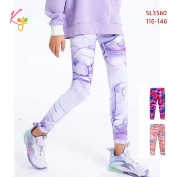 Dívčí legíny Kugo Sportovní legíny pružné - Fialová/Oranžová/Růžová Barva: oranžová, Velikost: 146