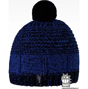Čepice Dráče Pletená čepice melír s bambulí - Modrá Velikost: 52-54