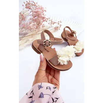 Dívčí sandály Módní dětské sandály s květy Poly Barva: Zlatá, Velikost: 30