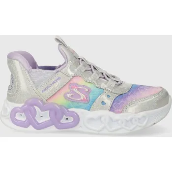 Chlapecké tenisky Dětské sneakers boty Skechers INFINITE HEART LIGHTS ETERNAL SHIMMER 303755N stříbrná SLV, EUR 22