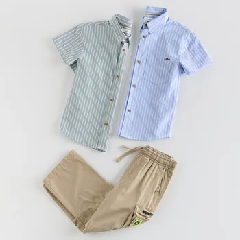 Dětská móda Reserved - Bavlněná košile s krátkým rukávem - hnědozelená - 972CI-78X - 972CI-78X-164