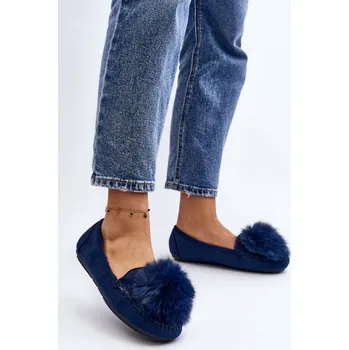Dámské mokasíny Boto Dámské mokasíny s kožíškem Novas Barva: Modrá, Velikost: 38