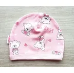 Amálka Kojenecká čepička s medvídky - pudrově růžová Velikost: 62-68