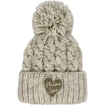 Čepice Mimilove Zimní čepice srdíčko béžová Velikost: 0-2