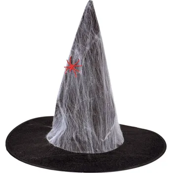 Karnevalový doplněk Funny Fashion Klobouk čarodějnice s pavučinou
