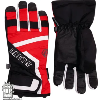 Rukavice Dráče Šusťákové prstové rukavice červená/černá Velikost: M