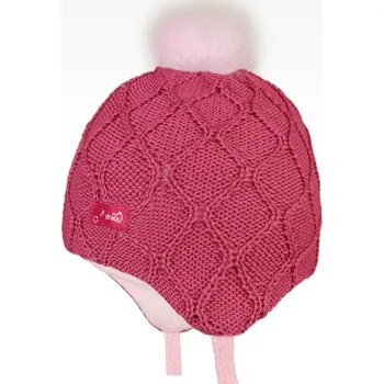 Čepice Dráče Kojenecká merino čepice s podšívkou - Růžová Velikost: 42-44