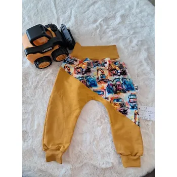 Ig Tepláčky s kulatým sedem stavební auta Barva: hořčicová, Velikost: 80, Vzor: Nahoře