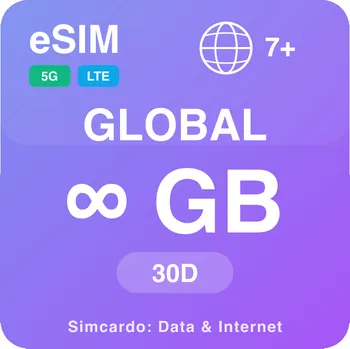 SIM karta 7 Zemí Neomezený Mobilní Internet - eSIM 30 dní datová SIM karta