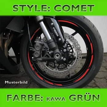 Samolepicí dekorace na vozidlo HSM Proužky na ráfky Comet, Kawasaki zelená, 7mm široké, pro 16-19 palcová kola