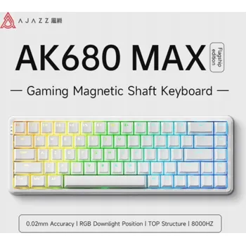 Klávesnice Ajazz Mechanická herní klávesnice AK680 MAX s magnetickými spínači - ABS bílé klávesy - RGB - hliníková polohovací deska - kabelová verze