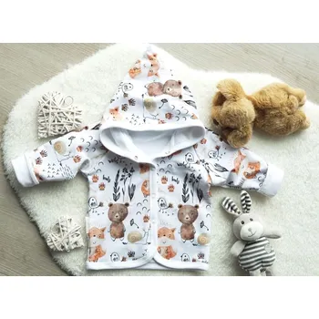 Kojenecká bunda Amálka Zateplený kabátek kreslená zvířátka Velikost: 56-62