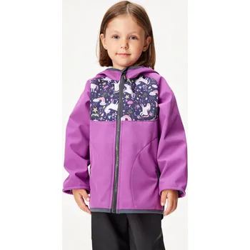 Dívčí bunda Unuo Zateplená softshell bunda - Jednorožec (ostružina) Velikost: 86-92