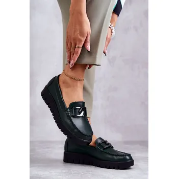 Dámské polobotky SERGIO LEONE Lakované Mokasíny Na Platformě Burgundské Kjersti Barva: Zelená, Velikost: 38