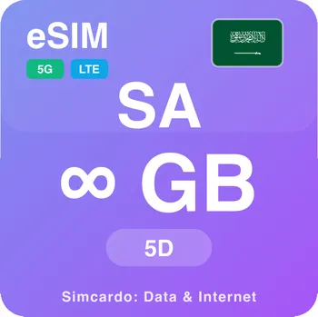 SIM karta Saúdská Arábie Neomezený Mobilní Internet - eSIM 5 dní datová SIM karta (esimhajj_ULP_3D_SA_V1)