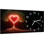 Glasdekor Nástěnné hodiny 30x60cm zářící strom srdce Materiál: kalené sklo