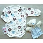 Amálka Kojenecké body Medvídci s písmenky - smetanovo-modré Velikost: 80