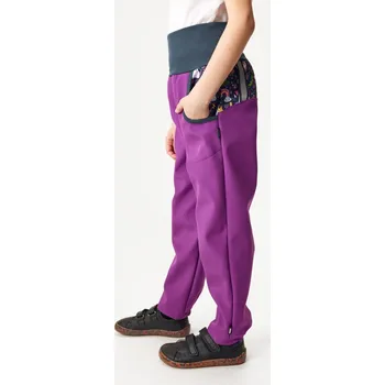 Dívčí kalhoty Unuo Dětské zateplené softshellové kalhoty - Jednorožci Velikost: 98-104