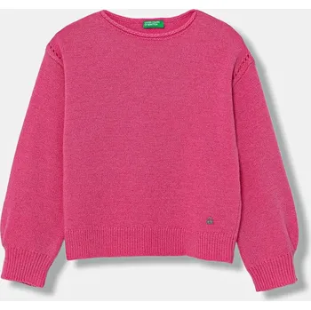Dívčí svetr Dětský svetr s příměsí vlny United Colors of Benetton 126WC108Q.G.seasonal růžová 42X, vel. 150