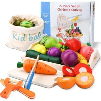 Dětská kuchyňka UCAMP Dětské kuchyňské doplňky do kuchyně ze dřeva, Dětské kuchyňské doplňky, Krájení ovoce a